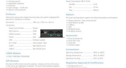 Roadsense Link Tracking specification sheet