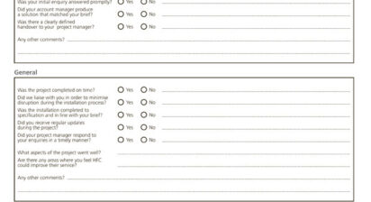 Handsfree post project evaluation form