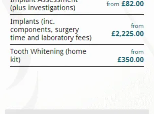 Uttoxeter Dental Practice fees