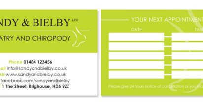 Sandy & Bielby appointment card