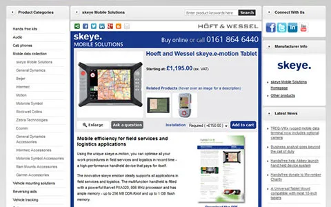 Hoeft & Wessel eCommerce product pages