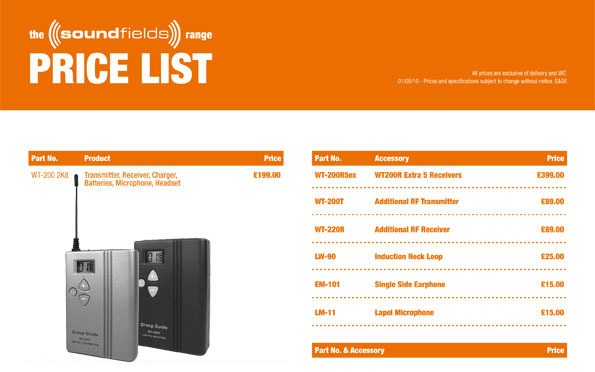 Soundfields PDF price lists