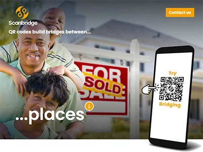 ScanBridge responsive WordPress and Bootstrap 5 brochure site with custom QR codes and modals.