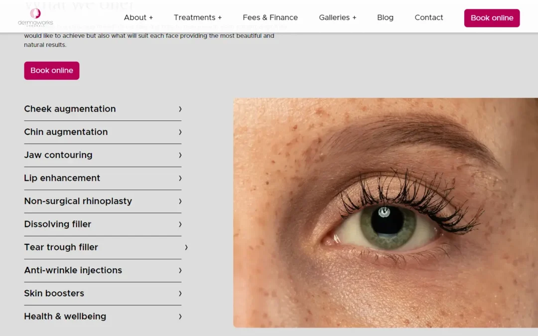 Dermaworks Cornwall Responsive WordPress brochure site  with interactive before/after comparison gallery