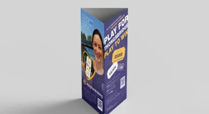 Table Talker for Thongsbridge Cricket Club promoting their EasyFundraising page and the club lottery