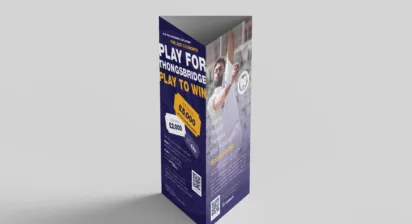 Table Talker for Thongsbridge Cricket Club promoting sponsorship opportunities and the club lottery